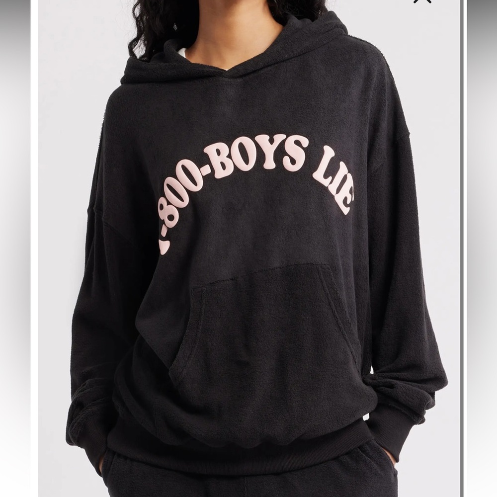 Boys Lie Black Hoodie with Pink Logo